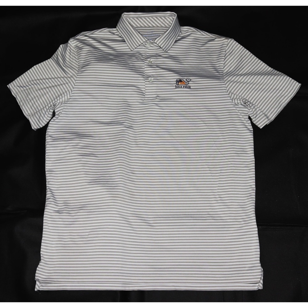 vineyard vines "Boca Raton" Men's Short Sleeve Polo Golf Logo‎ Shirt Size Medium